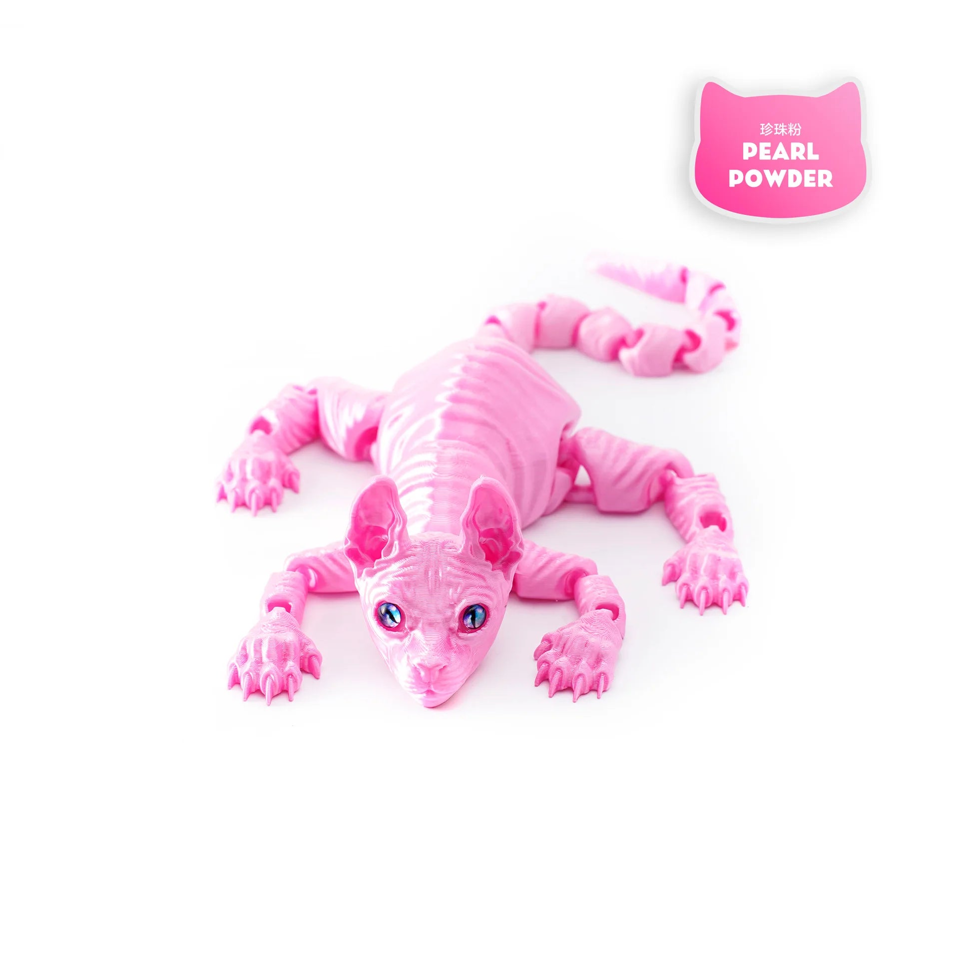 3D Printed Sphynx Cat Animals Toy Realistic Hairless Figurine Articulated Cat Fidget Toy for Cat Lover Collector Home Decoration