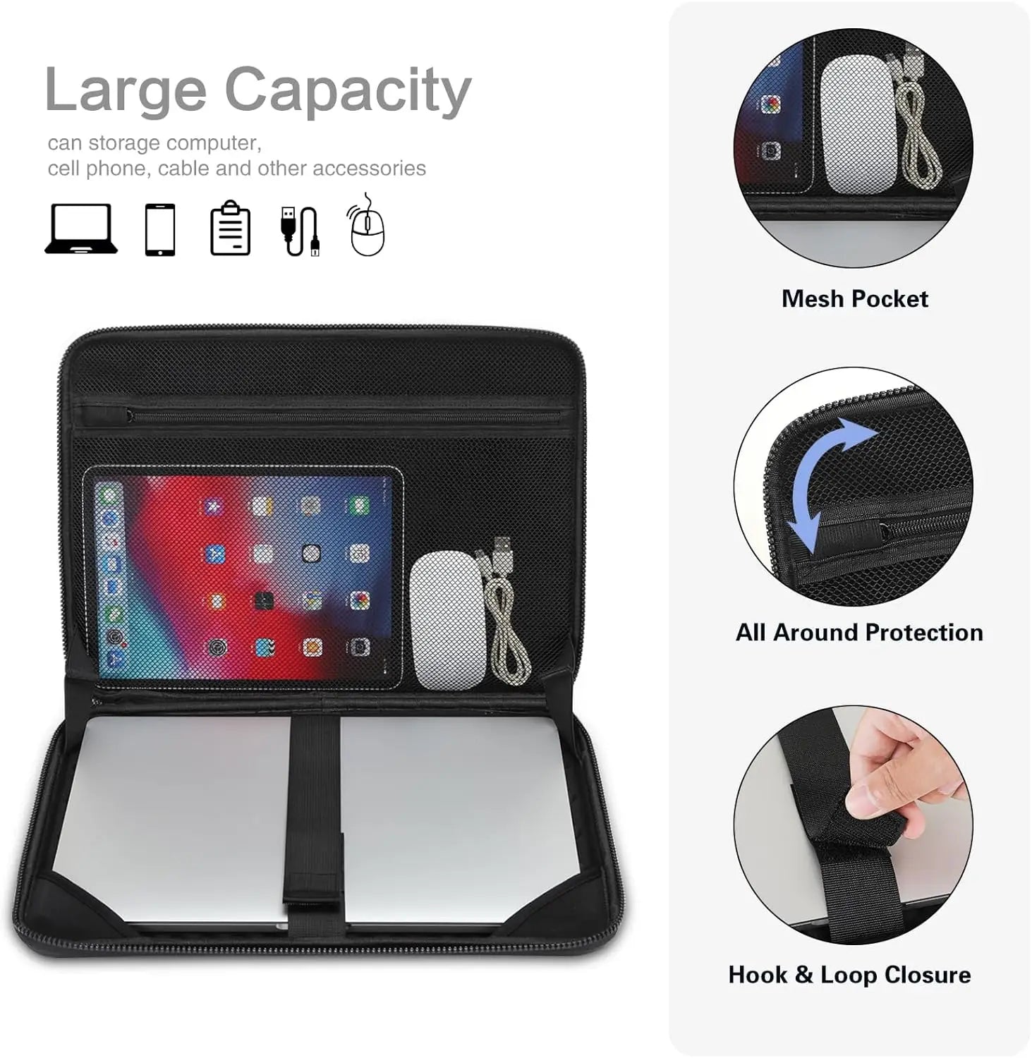 Laptop Sleeve Case Waterproof Notebook Carrying Case for MacBook Pro 13 14 15 16 M4 M3 M2 M1 Hard Shell Computer Handbag Cover