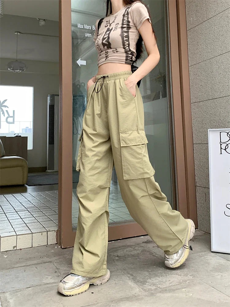 High Waist Wide Leg Workwear Pants Women's Spring 2024 Loose Sun Protection Casual Sports Thin Style Fashionable Trousers