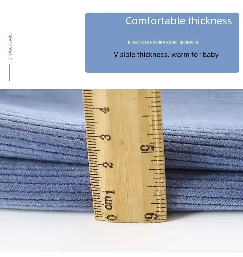 Autumn/winter Children's Fleece-lined Corduroy Pants Stylish Embroidery Casual Warm Trousers For Boys Girls