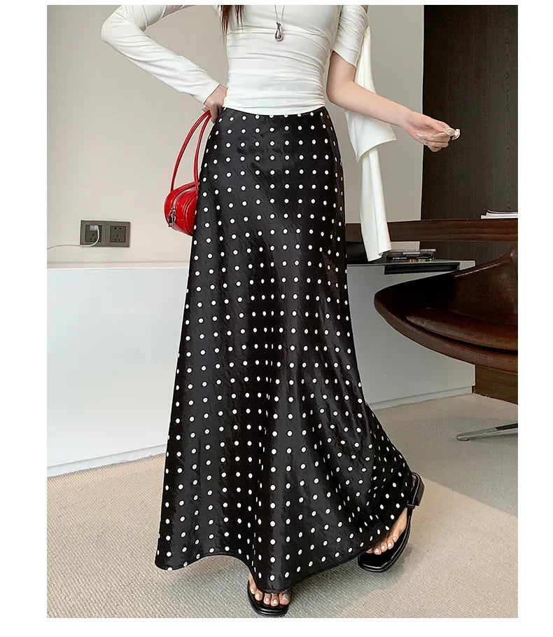 Spring 2025 High-Waisted Hoop Skirt Women's Vinegar Slimfish Tail Skirt A- Line Flared Hip Covering Long Dress