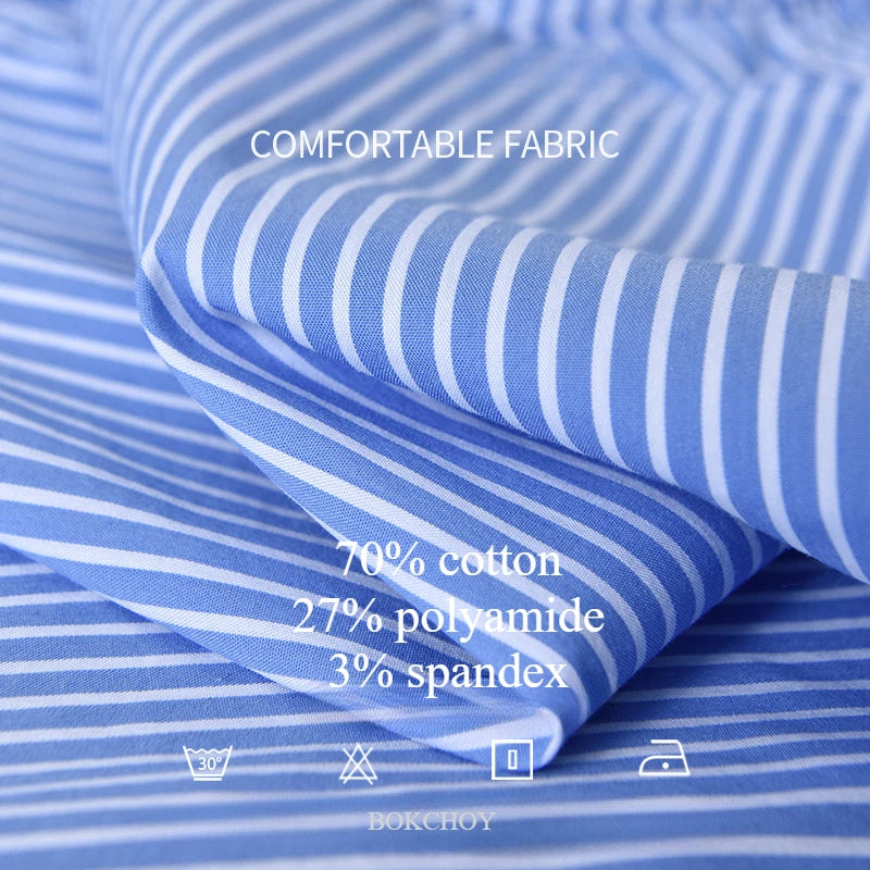 2025 Spring Summer New Casual Striped Cotton Short Sleeve Shirts for Men Clothing Soft Turn-down Collar Shirts DCC03