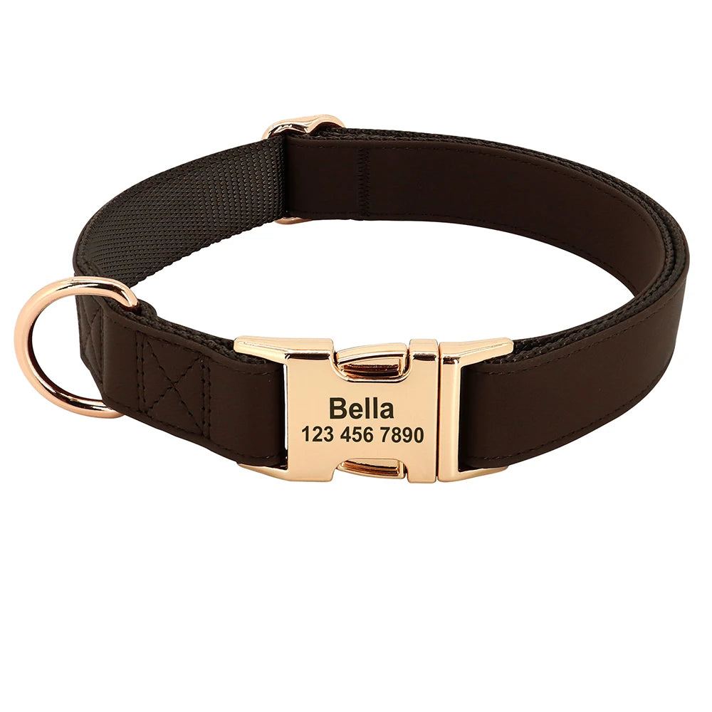 Personalized Dog Buckle Collar Customized Dog Leather Collars Free Engraving Pet Collar For Small Medium Large Dogs Bulldog Pug