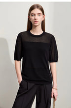 Amii Minimalism 2024 Knit Sweater Women Summer New Solid O-Neck Loose Short-sleeved Wool Casual Patchwork Chic Tops 12422028