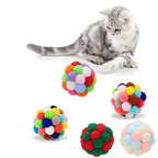 Pet Toy Cat Toys Cat Plush Ball Toys Pet Bouncy Bell Ball Toy Colorful Pompoms Pet Supplies Random Color