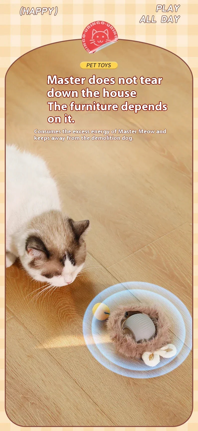 Interactive Cat Toy Ball Rolling Balls Pet Kitten Cats Teaser Automatic Electric Smart Game Plush Toys Play Stimulator Training