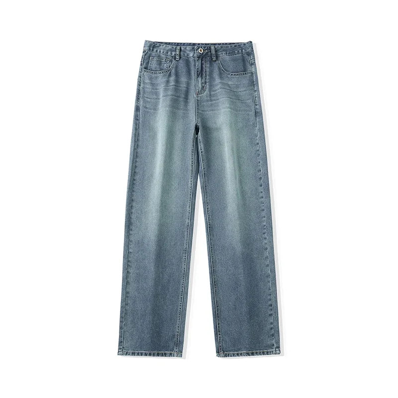 Spring Summer Thin Men's Loose Jeans Lyocell Draped Soft Fashion Loose Pants Streetswear Vintage Straight Y2K Denim Trousers
