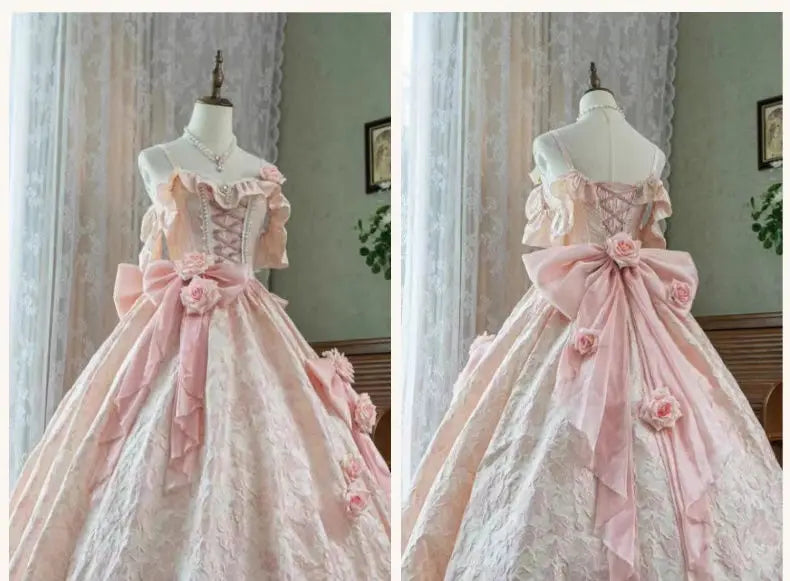 Japan Pink Lolita Wedding Floor-Length Dress Gorgeous Adult Formal Dress Heavy Industry 2024 New