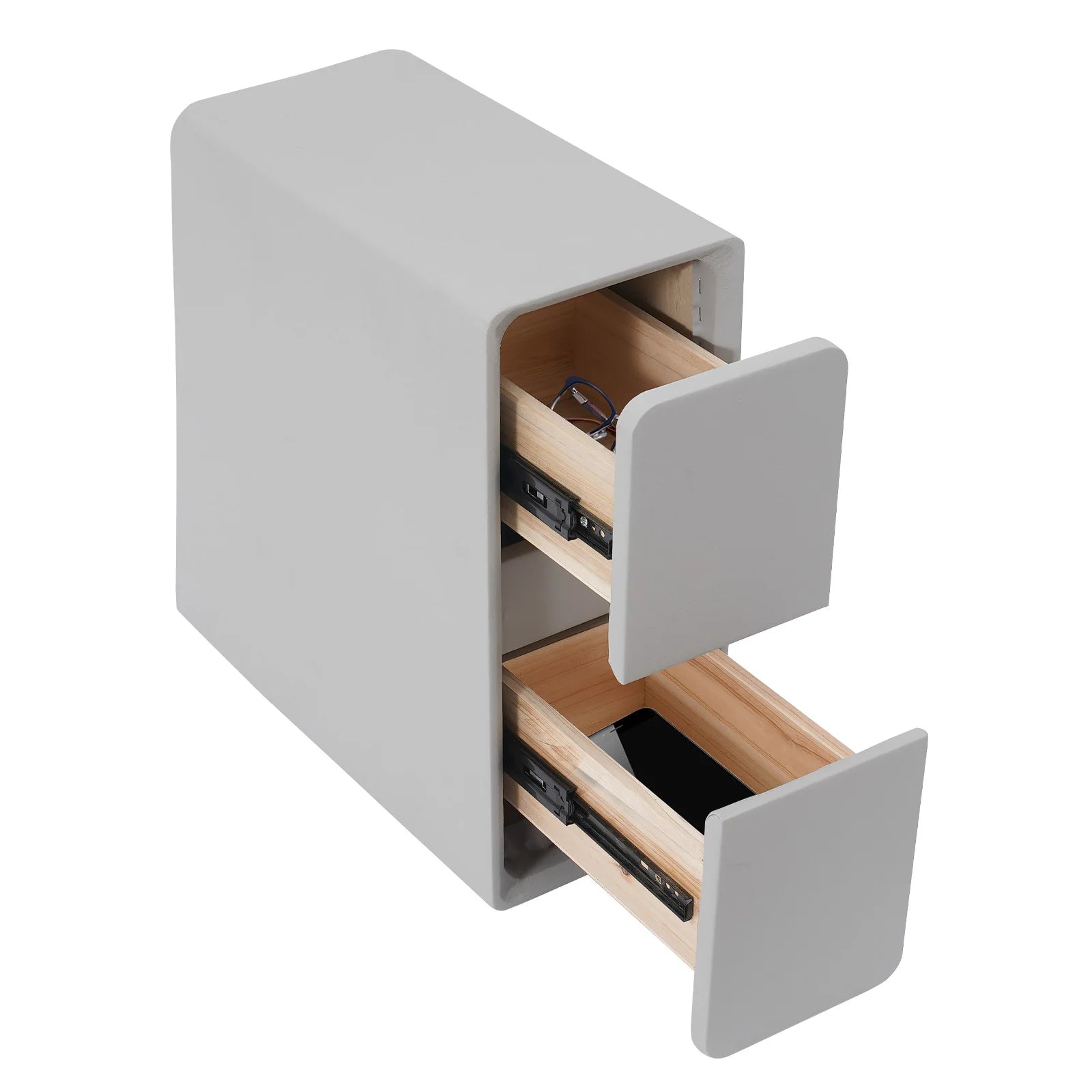 Modern Rectangular Nightstand Bedside Table with Drawers Small Narrow Nightstand