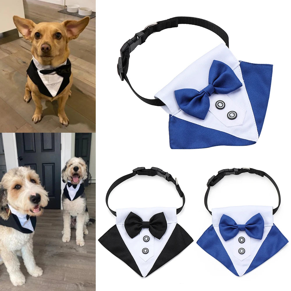 For Large and Medium Dogs Tuxedo Dog Suit and Bandana Set Dogs Tuxedo Suit Dog Prince Bow Tie Shirt Formal Dog Weeding Attire