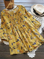Plus Size 1XL-5XL Women's   Fashion Floral Printed 3/4 Sleeve Blouse Shirt Ladies Casual Loose Retro Color Shirt Blouse Tops