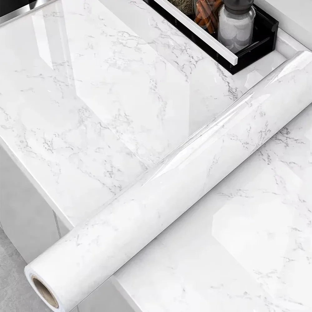 40cm Marble Pattern Kitchen Wall Stickers Self-Adhesive Oil-Proof Stain-Resistant Livingroom Resistant Home Decorative Wallpaper