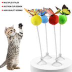 1pc Random Color Cat Feather Spring Ball Toy with Suction Cup Interactive Cat Teaser Wand Cat Toy Cat Scratcher Toy Cat Supplies