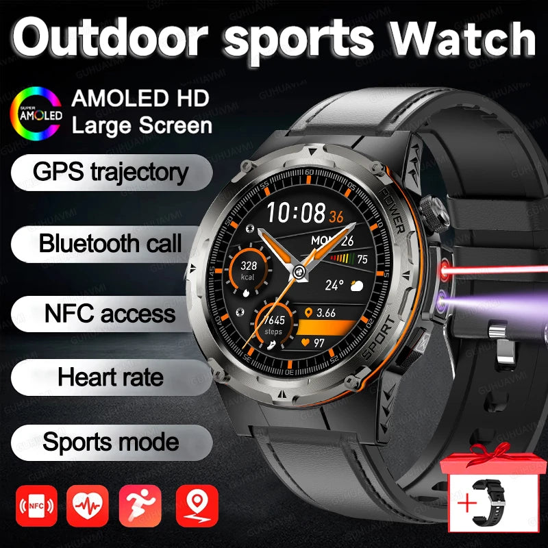 NEW For XIAOMI Outdoor Sports Smart Watch Men GPS Trackr Health Monitor BT Call NFC UV infrared Laser 5ATM Waterproof Smartwatch