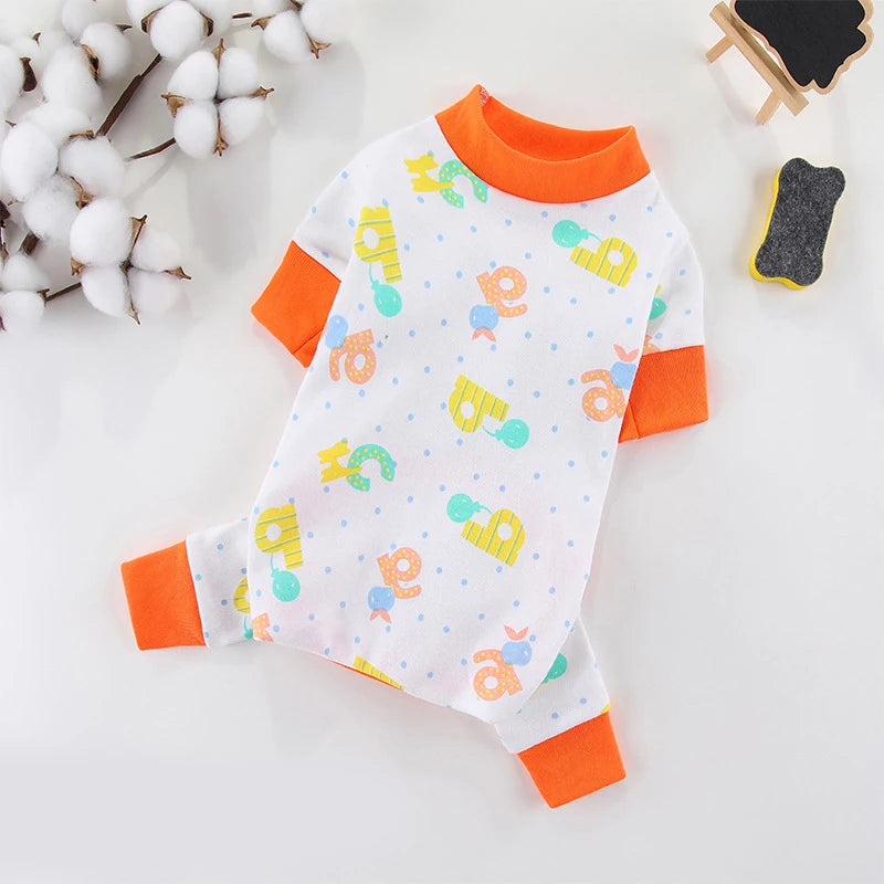 Luxury Dog Jumpsuits Pet Dog Clothes for Small Dogs Soft Cotton Puppy Pajamas Cute Print Cat Jumpsuits Pet Overalls Dog Costumes