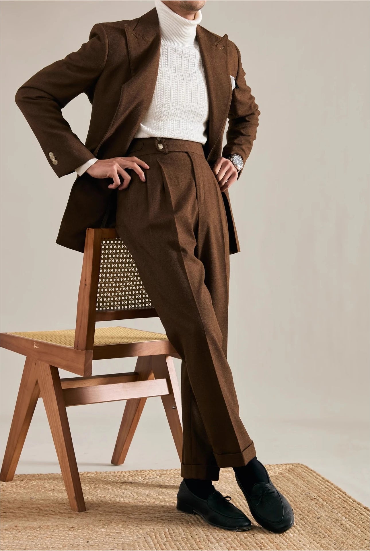 Italian Naples Trousers High Waisted Straight Men's Business Casual Pants High-end Elegant Retro Suit Pants Banquet Wedding