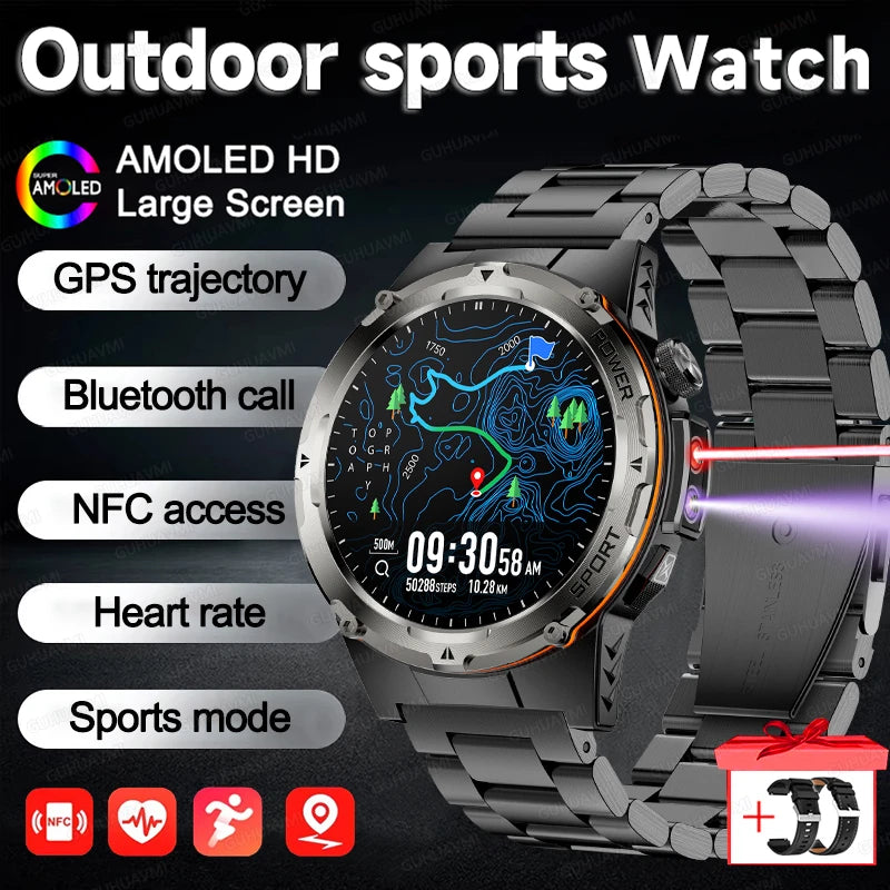 NEW For XIAOMI Outdoor Sports Smart Watch Men GPS Trackr Health Monitor BT Call NFC UV infrared Laser 5ATM Waterproof Smartwatch