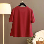Women Blouse And Tops Summer Short Sleeve Chiffon T-shirt Middle Age Female Fashion Pullover Tshirts Shirts Large Size L-6XL
