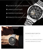 RUIGE High Quality Hollow Mechanical Movement Men's Watch Stainless Steel Fashion Men's Night Light Waterproof Watch