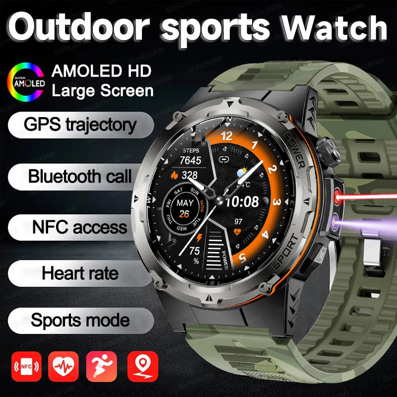 NEW For XIAOMI Outdoor Sports Smart Watch Men GPS Trackr Health Monitor BT Call NFC UV infrared Laser 5ATM Waterproof Smartwatch