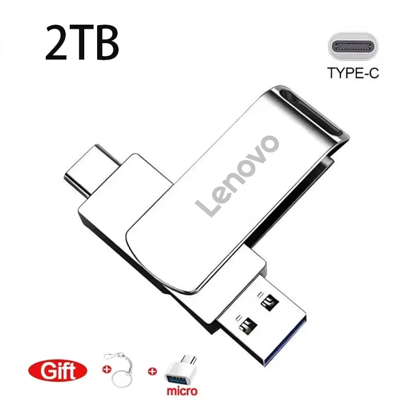 Lenovo 64TB USB 3.2 Pen Drive 16TB High Speed Transfer Metal Portable SSD Pendrive Cle 4TB U Disk Flash Drive Memoria USB Stick