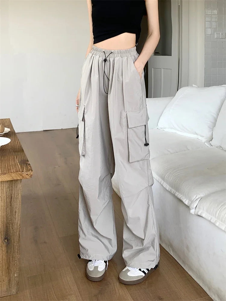 High Waist Wide Leg Workwear Pants Women's Spring 2024 Loose Sun Protection Casual Sports Thin Style Fashionable Trousers
