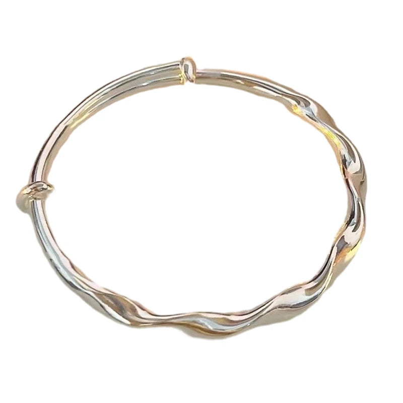 New Twist Bracelet Bangle Women Wave Bright Surface Ins Fashion Push Pull Adjustable Bangle Jewelry Y2K Accessories