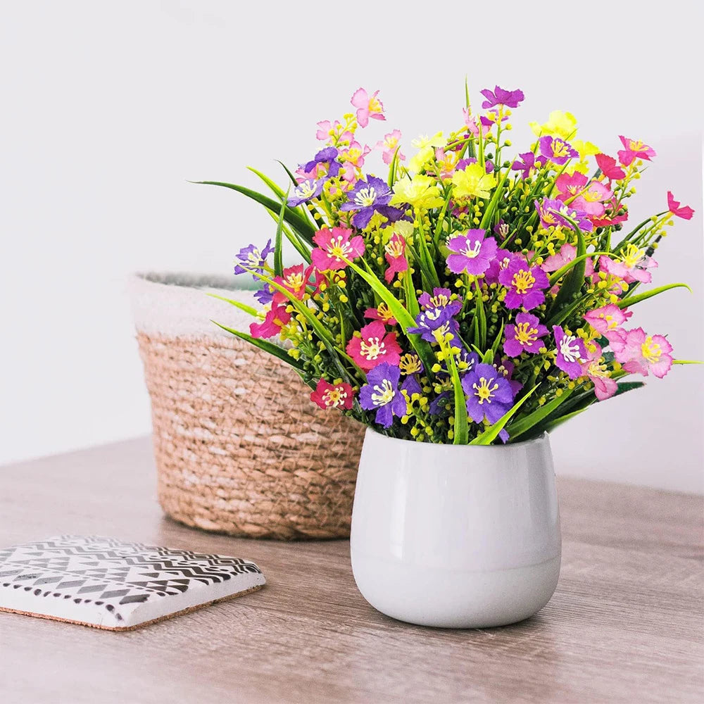 Artificial Flowers Outdoor UV Resistant Fake Plant for Home Garden Yard Wedding Decor Plastic Spring Summer Shrub Plants  Flower