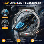 LIGE New 1.43 inch AMOLED Screen Smart Watch 525mAh Big Battery BT Call IPX8-5ATM Waterproof Sports Health Monitoring Smartwatch