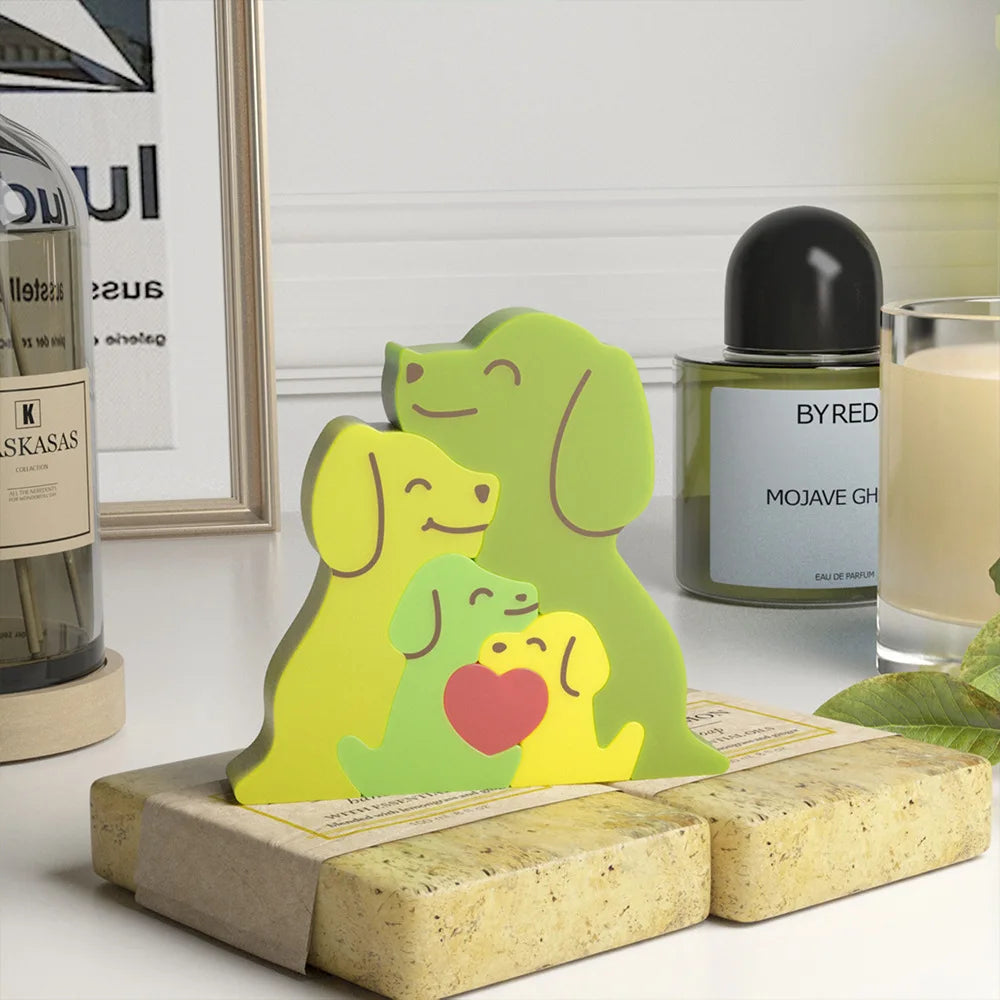 Dogs Family Puzzles Clay Silicone Mold Cat Bear Elephant Gypsum Plaster Mould Animal Craft Ornament Cement Concrete Resin Mold