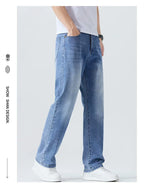 Summer Thin Straight Jeans Men's Clothing Soft Breathable Trousers Male Brand Comfortable Business Loose Denim Pants Retro Y2K