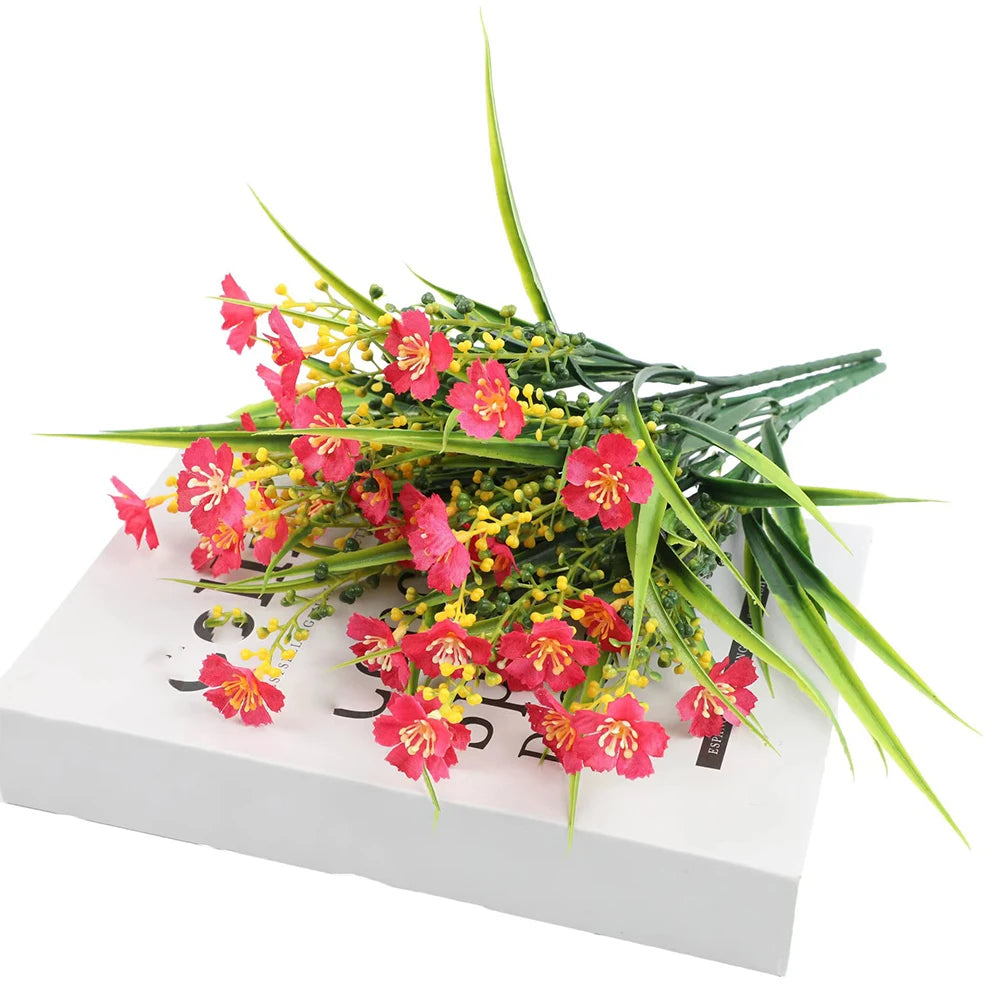 Artificial Flowers Outdoor UV Resistant Fake Plant for Home Garden Yard Wedding Decor Plastic Spring Summer Shrub Plants  Flower