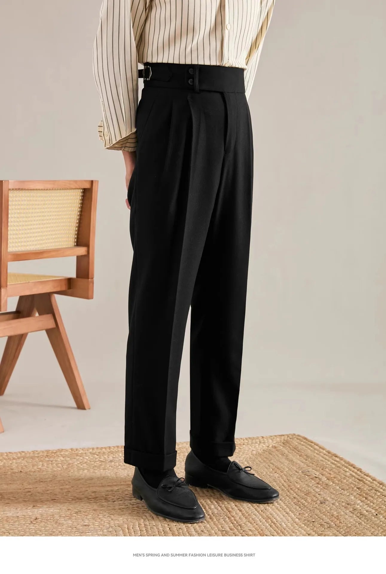 Italian Naples Trousers High Waisted Straight Men's Business Casual Pants High-end Elegant Retro Suit Pants Banquet Wedding