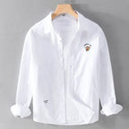 High-end Shirt Men's Autumn Casual Top Little Tiger Embroidery White Inch Shirt Versatile Simple Shirt Trend