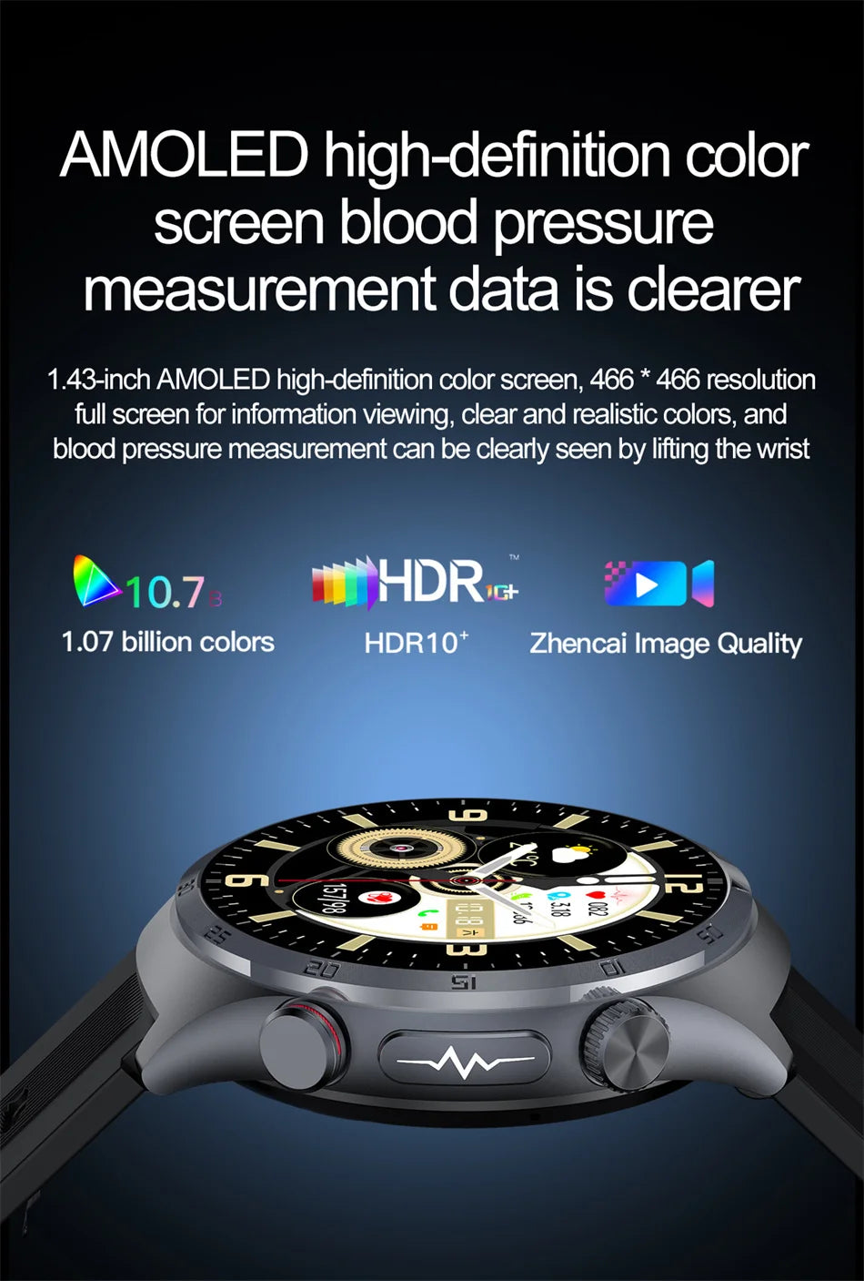 Sapphire Glass AMOLED Blood Pressure Smart Watches ECG Blood Oxygen Blood Pressure Air Pump Sport Health Tracking Smartwatch NFC