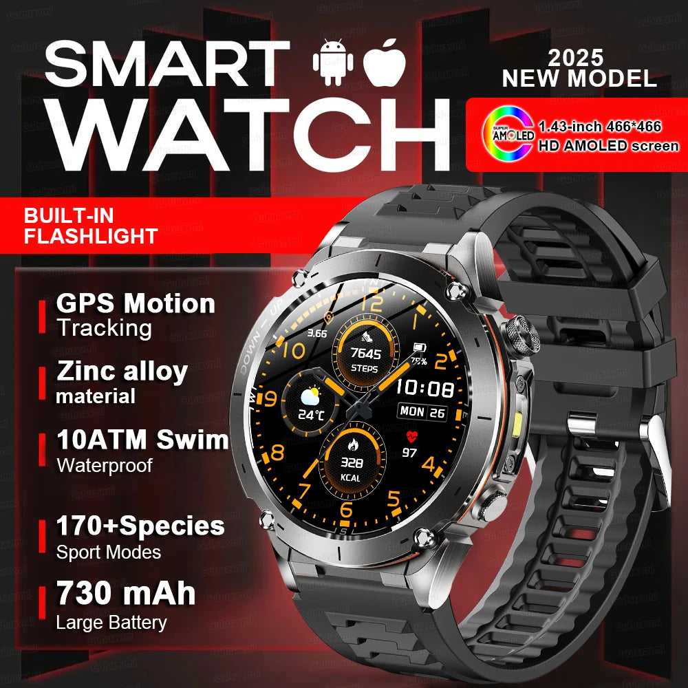 Men New Outdoors Sports Military GPS SmartWatch 10ATM Waterproof 730mAh High Battery Compass NFC HD Call For Huawei Xiaomi Watch
