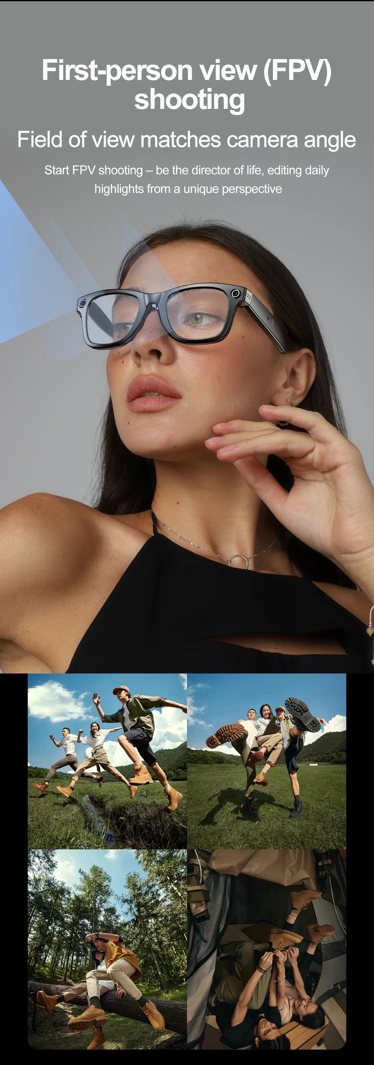 LIGE AI Smart Glasses 720P Camera Video Recorder Bluetooth Call 260mAh Battery Voice Assistant Control Sunglasses For Men Women
