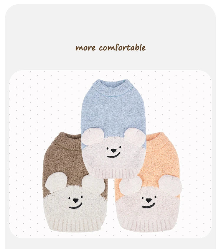Warm Dog Sweaters Soft Comfortable Fleece Pet Sweaters for Small Dogs Cute Bear Puppy Knitted Coat for Chihuahua Maltese Bichon