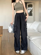 High Waist Wide Leg Workwear Pants Women's Spring 2024 Loose Sun Protection Casual Sports Thin Style Fashionable Trousers