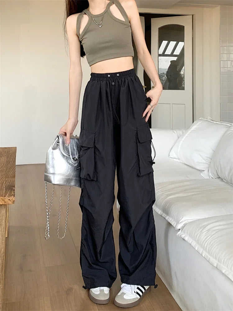 High Waist Wide Leg Workwear Pants Women's Spring 2024 Loose Sun Protection Casual Sports Thin Style Fashionable Trousers
