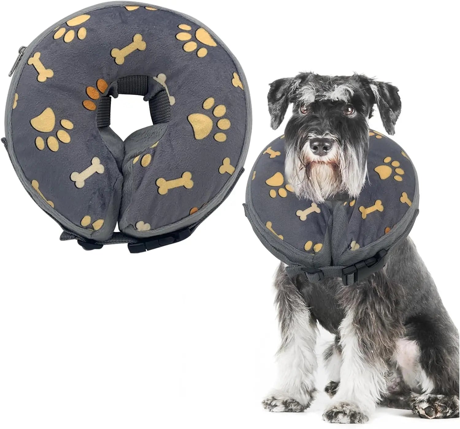 Soft Inflatable Dog Collar Elizabeth Cone Alternative, Post-Surgery Recovery Donut for Small to Large Dogs, Stops Licking Wounds