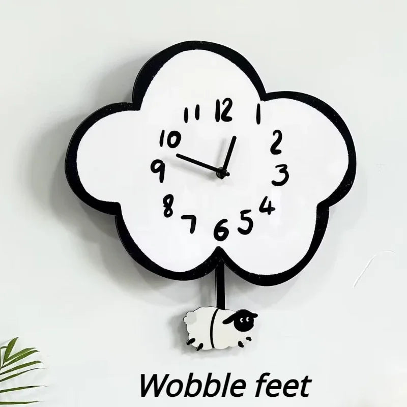 Swaying Cloud Cartoon Mute Clock Living Room Children's Room Swing Wall Clock Home Decoration Modern Simple Clock
