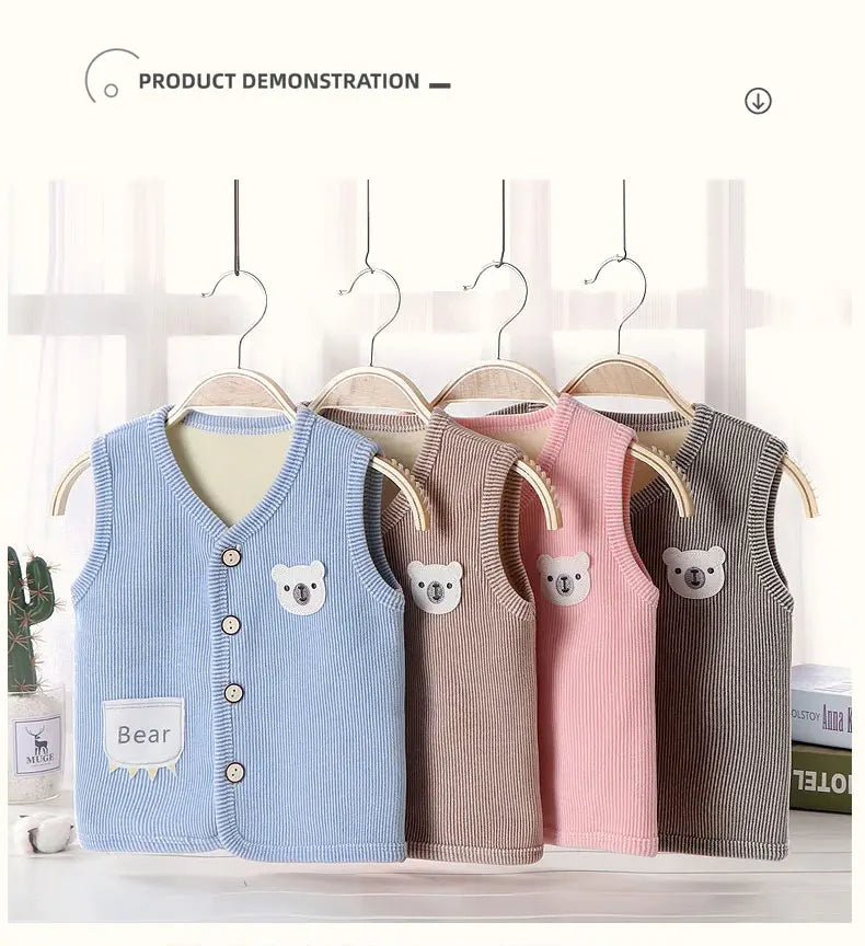 Kids Clothes Waistcoat Children's Vest  Boy Girl Thicken Velvet lining Keep Warm Jackets Vest Children's Clothing  Autumn Winter
