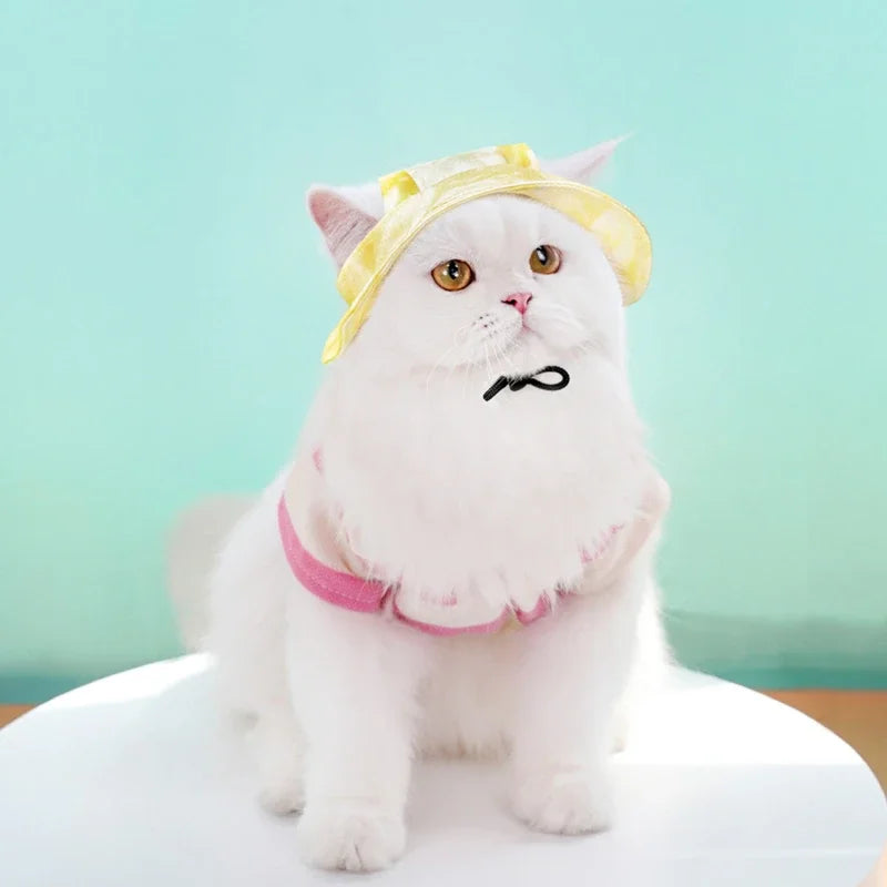 Dog Hat Cat Sunscreen Hats Cute Cap Outdoor Sports Hat with Ear Holes Adjustable for Small and Medium Dog Large Dogs Clothing