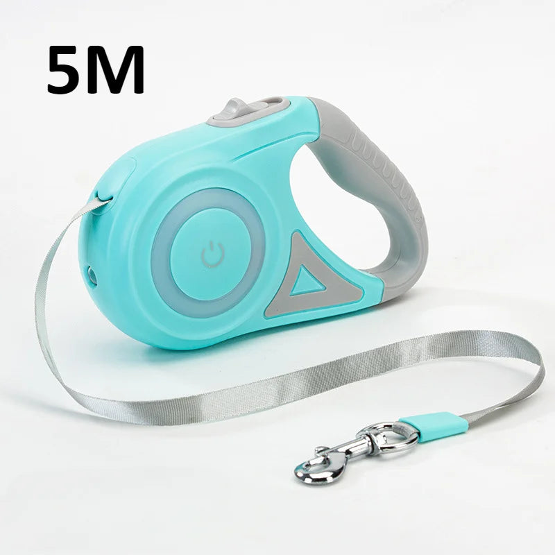 3/5M Automatic Dog Leash Retractable LED Luminous Leading Fashion Light Straps for Dog Puppy Pet Flexi Walking Running Lead
