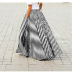 Elegant High-Waisted Long Dress For Women Summer New Arrival Commuting Plaid Big Skirt Wide Leg Design Female Fashion