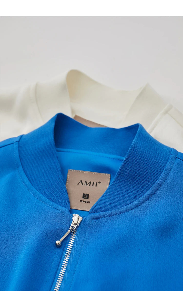 AMII Minimalism Jacket Woman Baseball Jacket Embroidery Letter Zipper 2023 Spring New Casual Women's Clothes Female Top 72331004