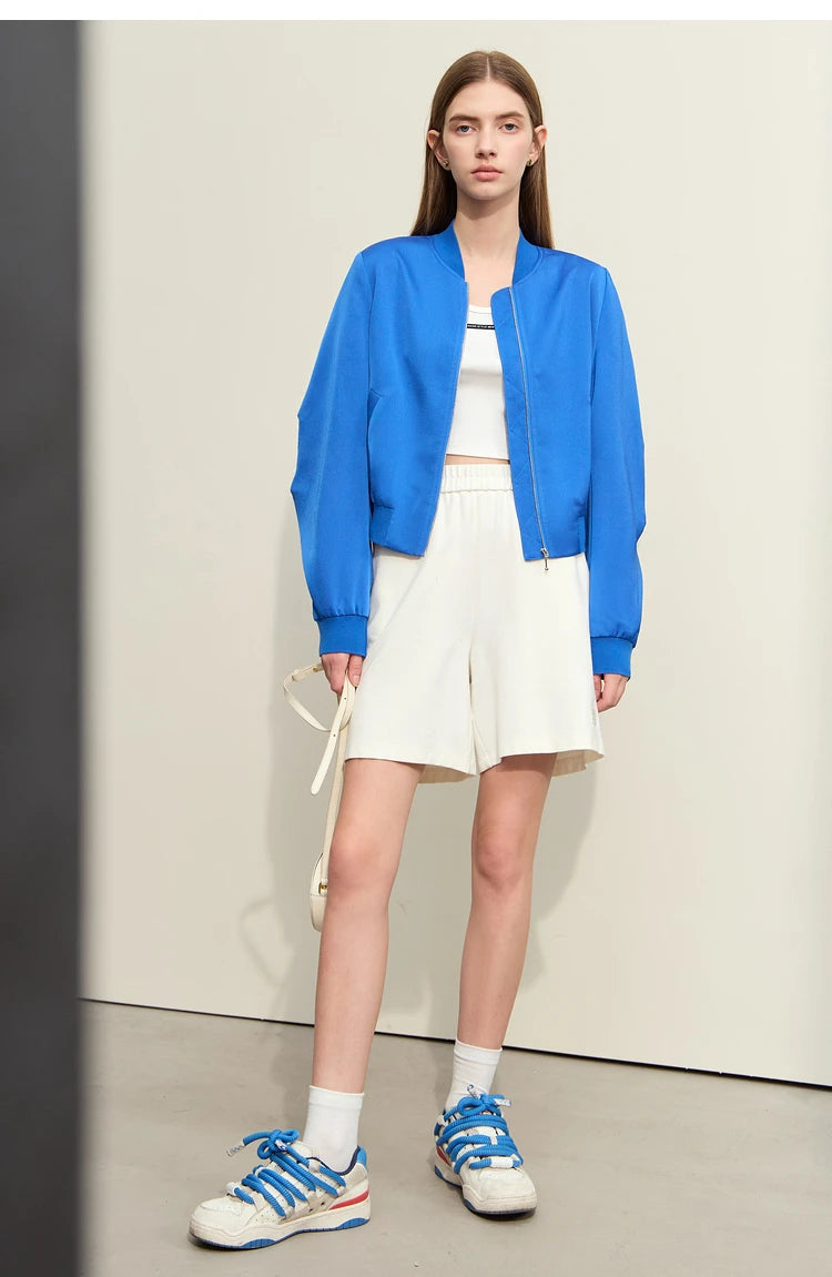 AMII Minimalism Jacket Woman Baseball Jacket Embroidery Letter Zipper 2023 Spring New Casual Women's Clothes Female Top 72331004