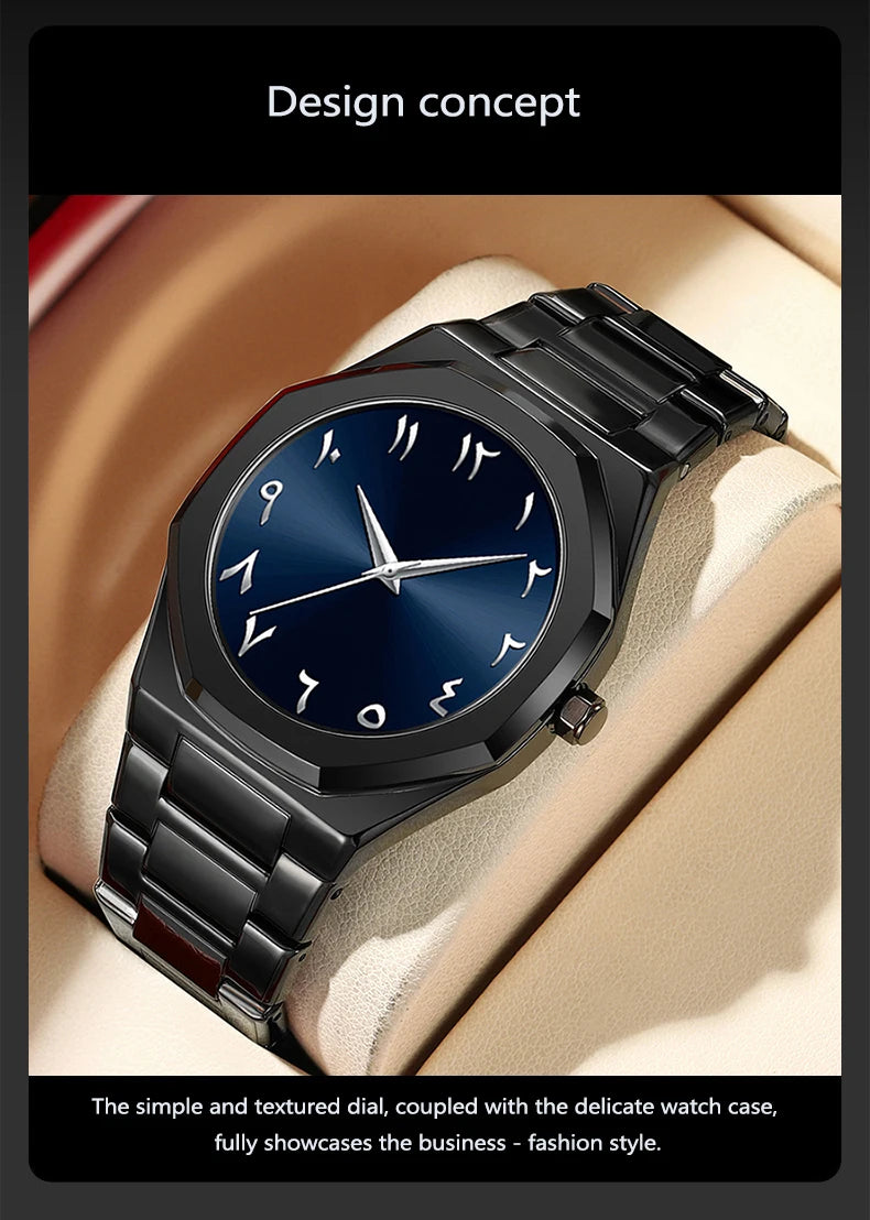 Modern Minimalist Personality Creative All-black Men's Watch Arabic Digital Sports Leisure Quartz Watch Unique Design Watch 2025