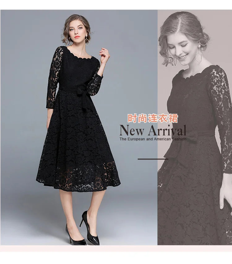 Lace White Prom Dress Women 2023 Summer Autumn Long Sleeve Sexy Slash Neck A Line Midi Party Vestidos Flower Embroidery